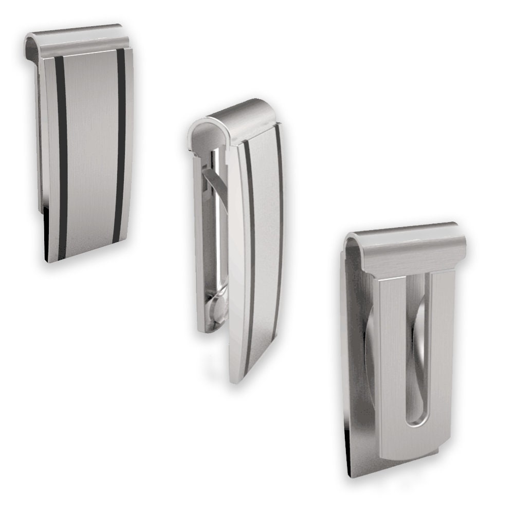 Stainless Steel Money Clip With Black Accents - Custom Engraved Spring ...