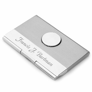 Porte-cartes de visite personnalisé avec plaque ronde gravée