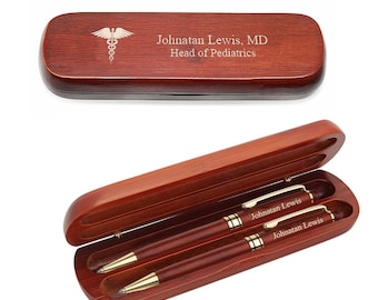 Personalized Pen For Doctors - Custom Engraved Double Pen Set for Medical Professionals