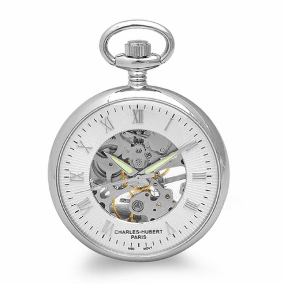 Open Face Mechanical Charles Hubert Pocket Watch Chain 3673 Etsy Canada