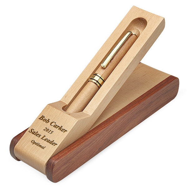 Flip Over personnalisé En bois Pen Stand & Pen - Personnalisation gratuite