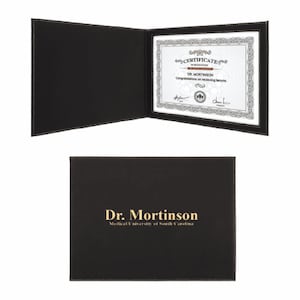 Personalized Black & Gold Certificate Holder