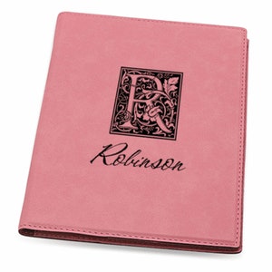 Monograma inicial Pink Leatherette Mini Portfolio - Personalización gratuita