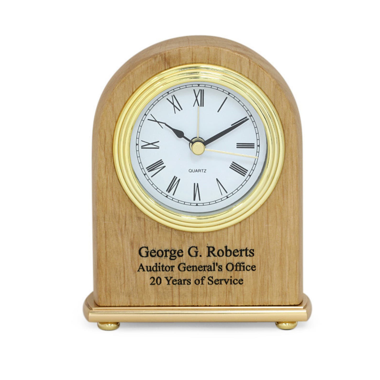 Red Alder Personalized Dome Desk Clock Customized Wooden Etsy