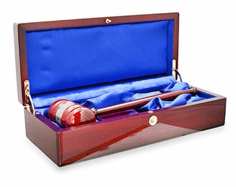 Personalized Rosewood Gavel & Sounding Block Gift Set With Silver Band