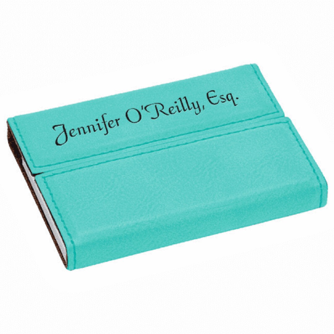 Personalized Teal Business Card Case Etsy