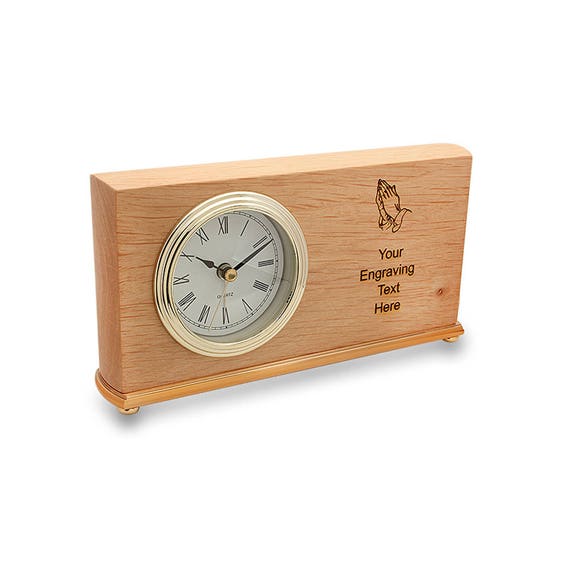 Schreibtisch Uhr beten Hände Design - personalisierte rote Erder  Schreibtisch Uhr - Holz Mantel Stück Uhr - Laser graviert Schreibtisch Uhr  
