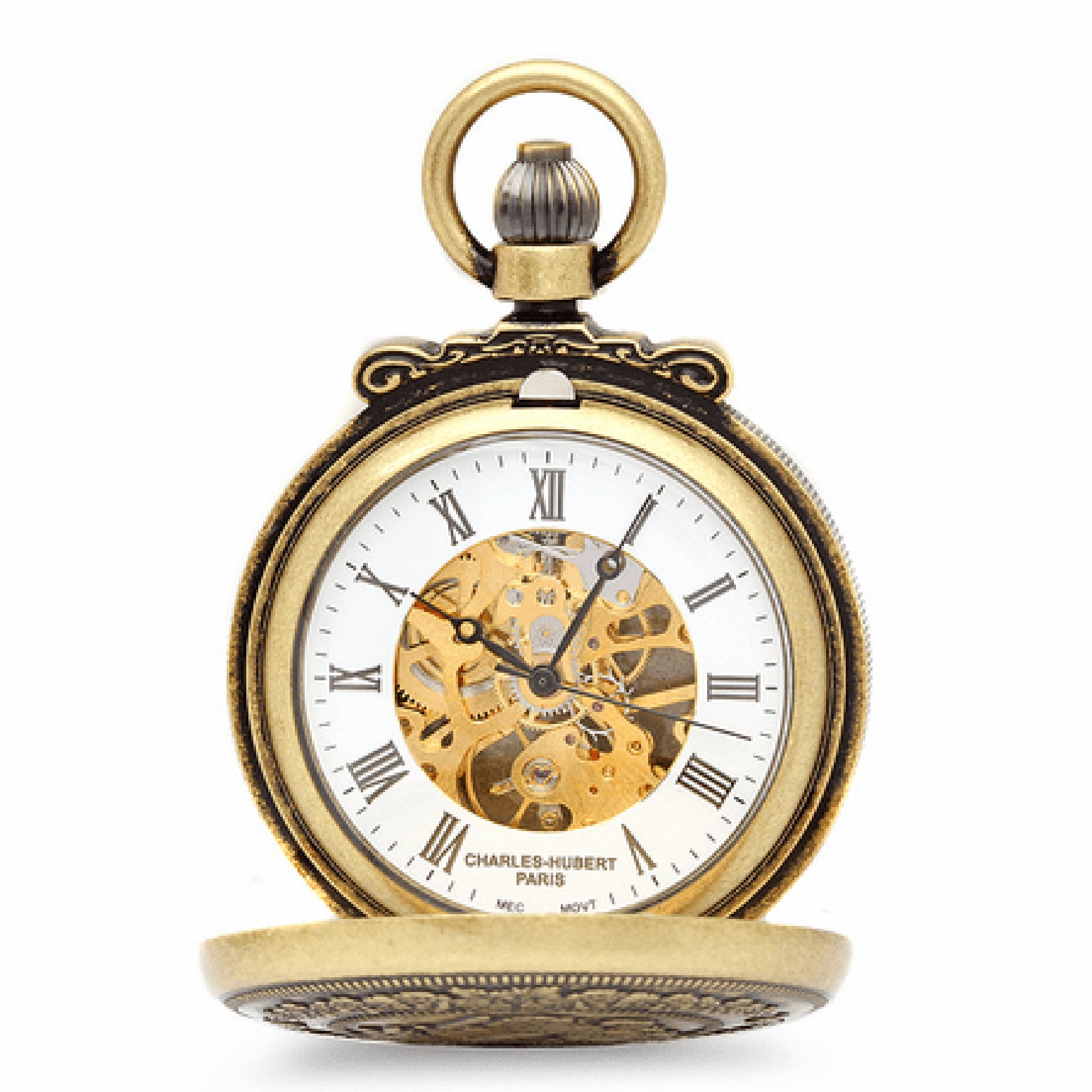 Amazon.com: Charles-Hubert, Paris Gold-Plated Open Face  Charles-Hubert Paris Gold Floral Pocket Watch Pendant style 3867-G main image 1