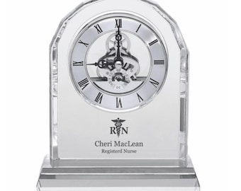 Nurse Solid Crystal Personalized Quartz Clock With Arched Top