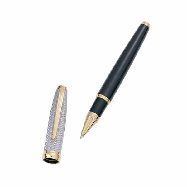 Personalized Black & Gold Rollerball Pen