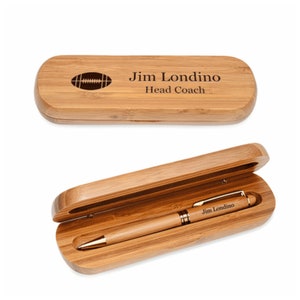 Football Themed Personalized Bamboo Pen and Box Set - Free Personalization