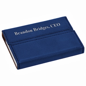 Personalized Blue & Silver Business Card Case
