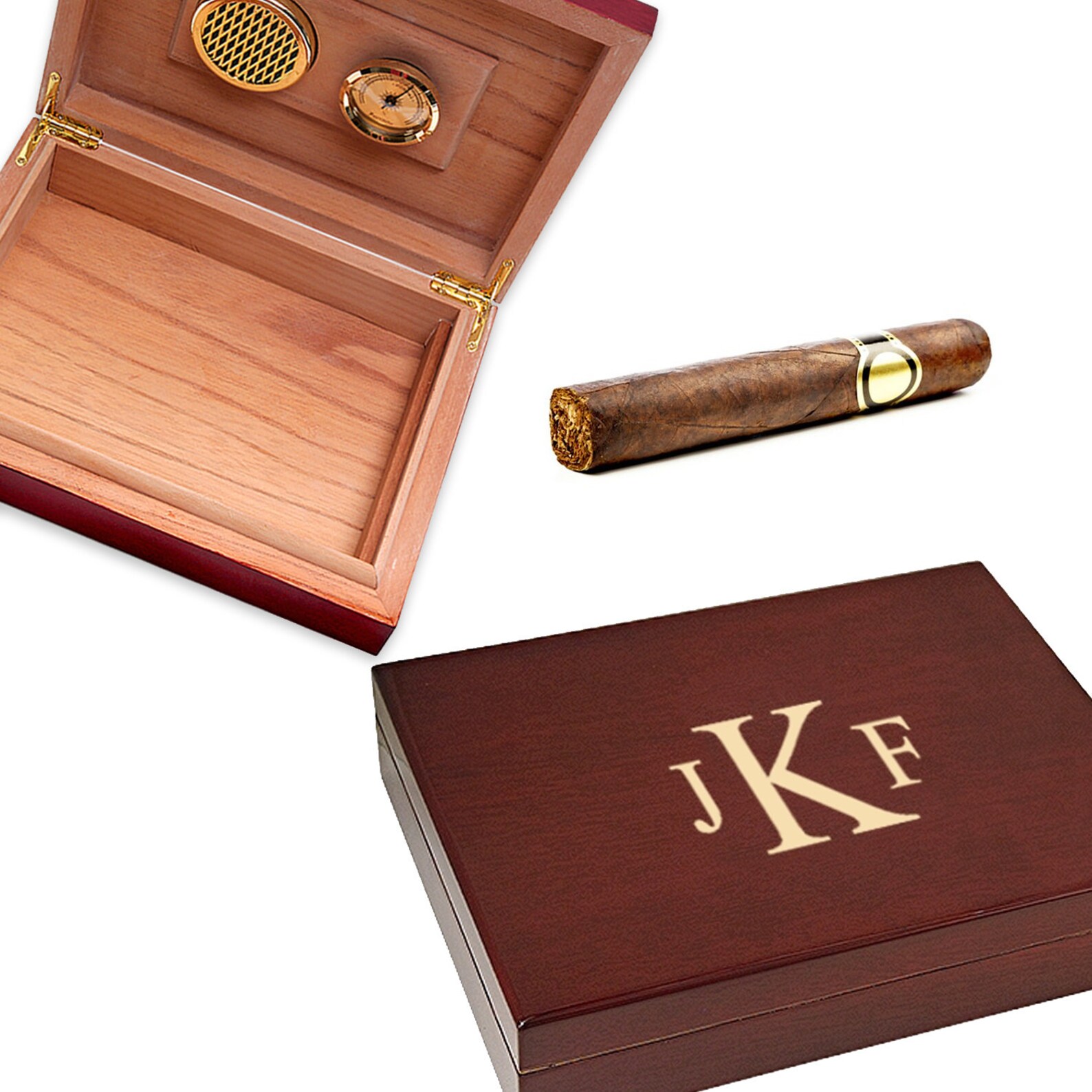 Roman Monogram Cigar Humidor Custom Engraved Wooden Cigar Etsy