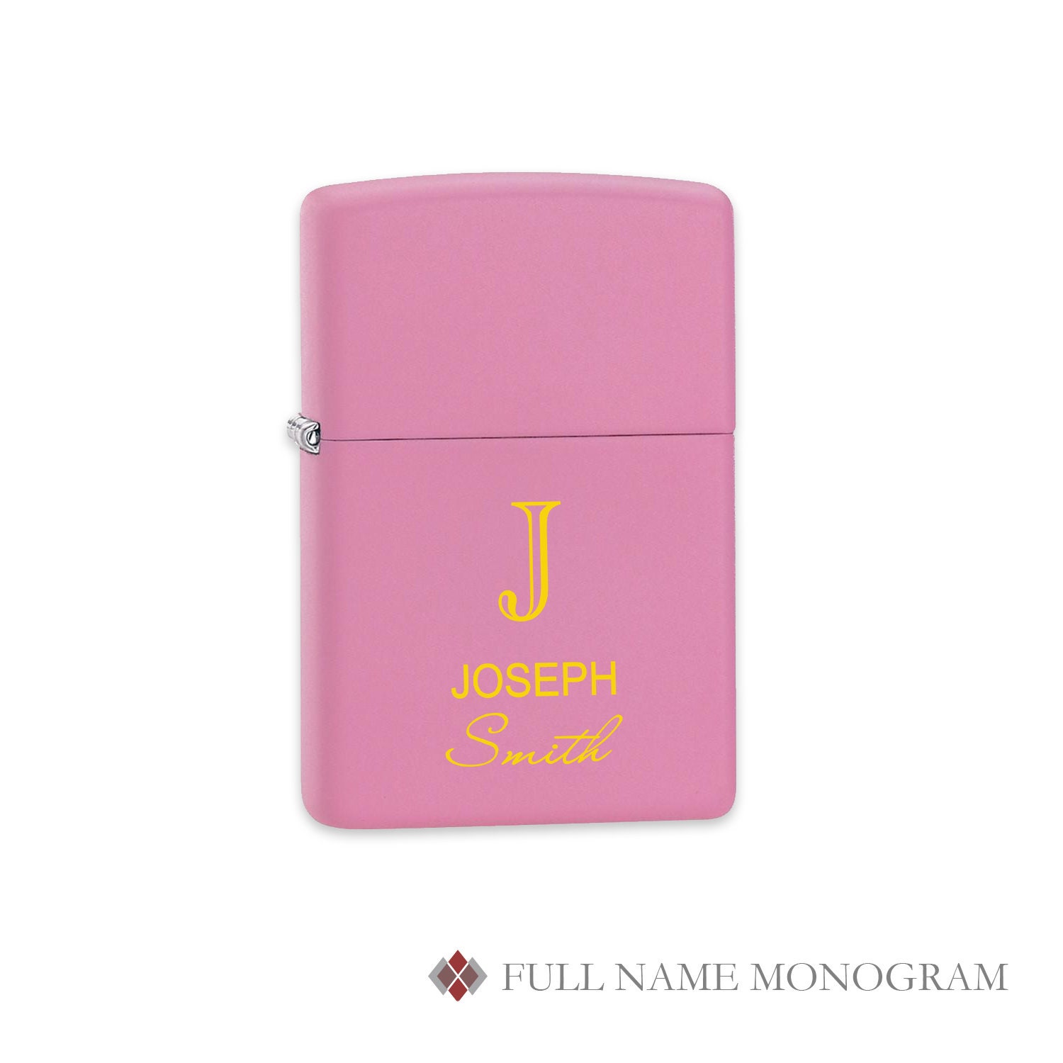 Full Name Monogram Pink Matte Zippo Lighter - Free Personalization