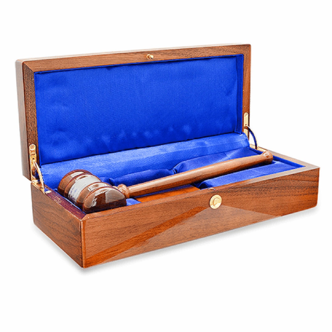 Personalized Walnut Gavel & Sounding Block Gift Set With Silver Band - Etsy