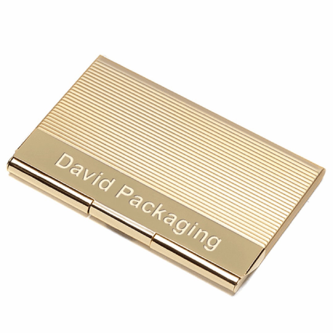 Brass Plated Engraved Business Card Case Etsy