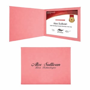 Personalized Pink Certificate Holder