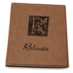 Monograma inicial Dark Brown Leatherette Mini Portfolio - Personalización gratuita