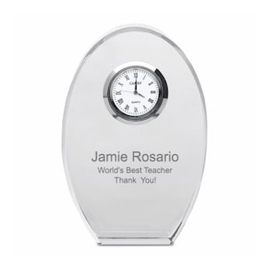 Distinguished Collection Personalized Oval Crystal Desk Clock