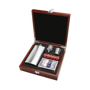 World's Best Dad Gaming & Hip Flask Gift Set Boxed Playing Cards, Dice and Flask Set Personalized Gift Idea for Dad Laser Engraved Box image 3