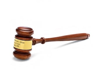 Personalized Wood Gavel With Engraved Gold Band - Wooden Judge&#39;s Gavel With Custom Personalization