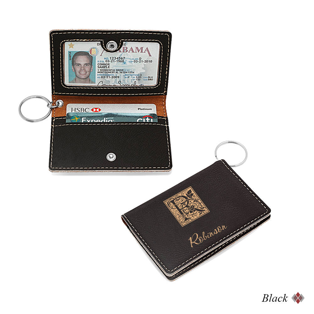 Monogrammed Rawhide ID Holder Initial Card Holder & Key Ring Etsy