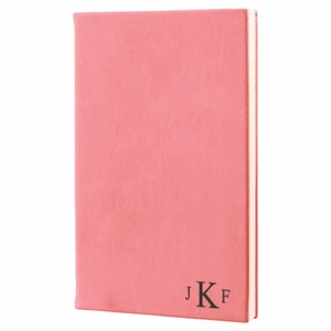 Pink Journal with Black Satin Bookmark with Roman Monogram - Free Personalization