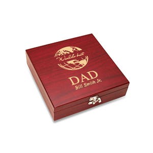 World's Best Dad Gaming & Hip Flask Gift Set Boxed Playing Cards, Dice and Flask Set Personalized Gift Idea for Dad Laser Engraved Box image 2