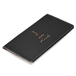 Nombre completo Monograma Black Checkbook Cover - Personalización gratuita