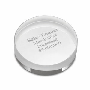 Crystal Clear Round Paperweight with Free Laser Engraving