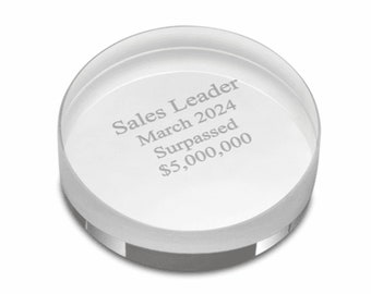 Presse-papier rond transparent avec gravure laser gratuite