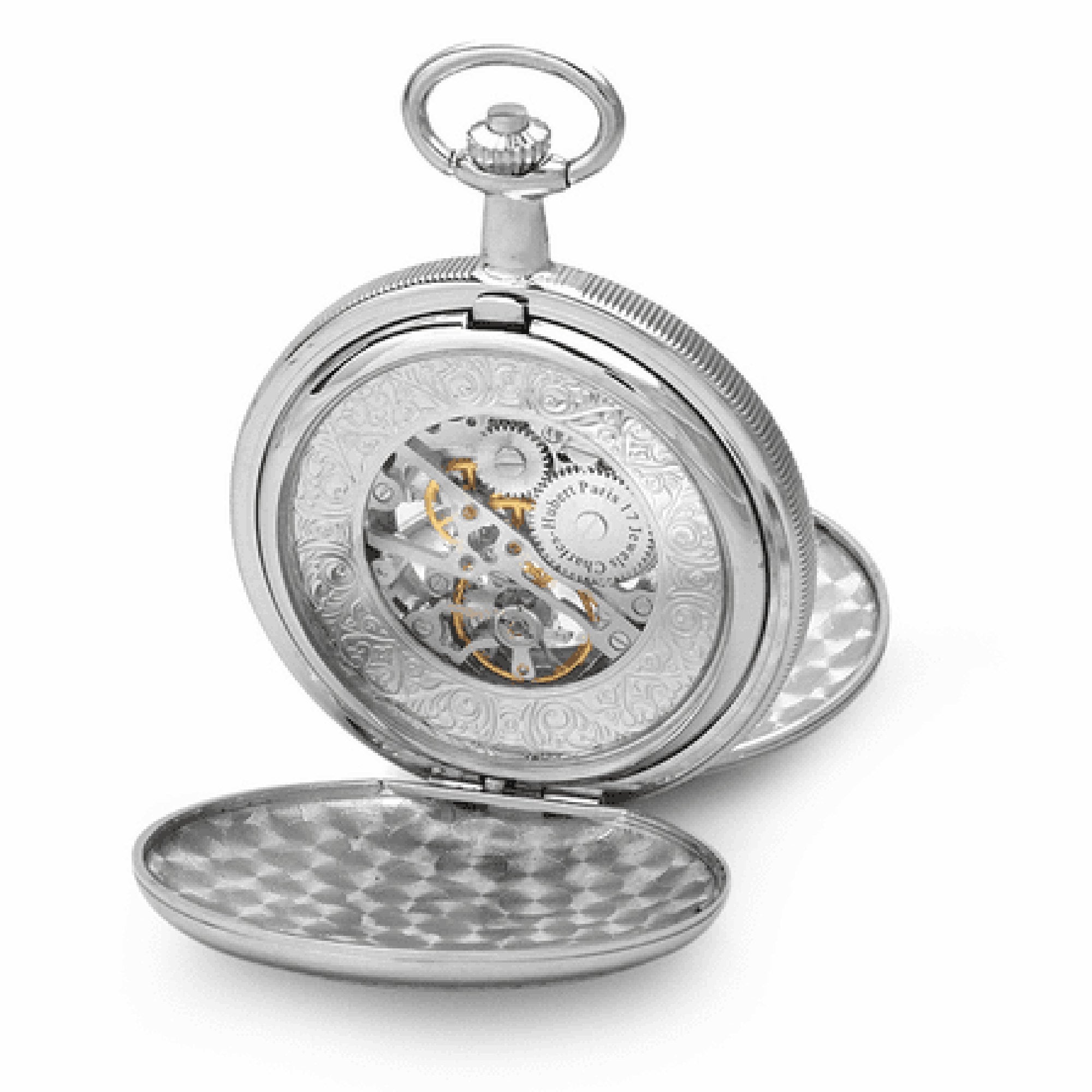Polished Silver Mechanical Pocket Watch & Chain by Charles Etsy