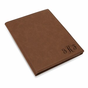 Brown Portfolio & Notebook con Script Monogram - Personalización gratuita