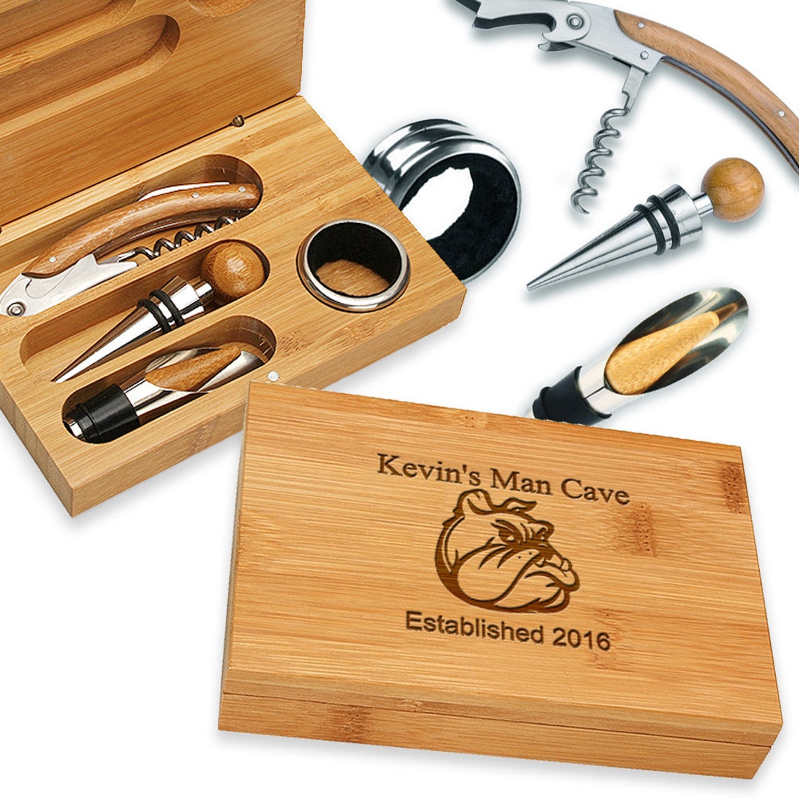 4 Piece Wine Tool Gift Set With Personalized Engraving & Etsy