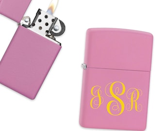 Script Monogram Pink Matte Zippo Lighter - Free Personalization