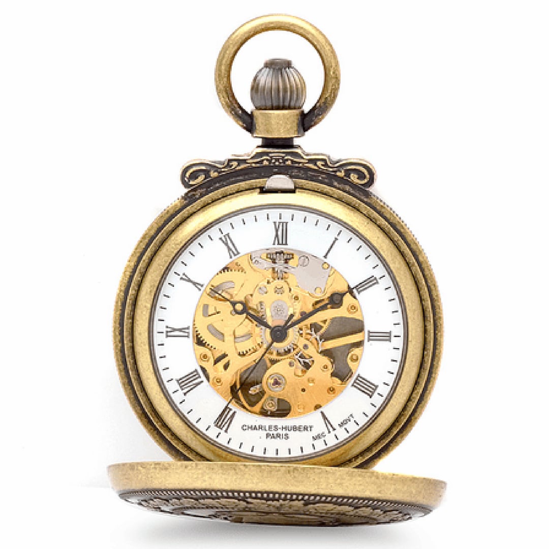 8／16日まで！Real Antique small chertアンティーク Antique Gold Mechanical Charles Hubert Pocket Watch & Chain 3868-G
