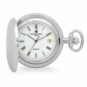 Quartz gravé Charles Hubert Pocket Watch & Chain #3559
