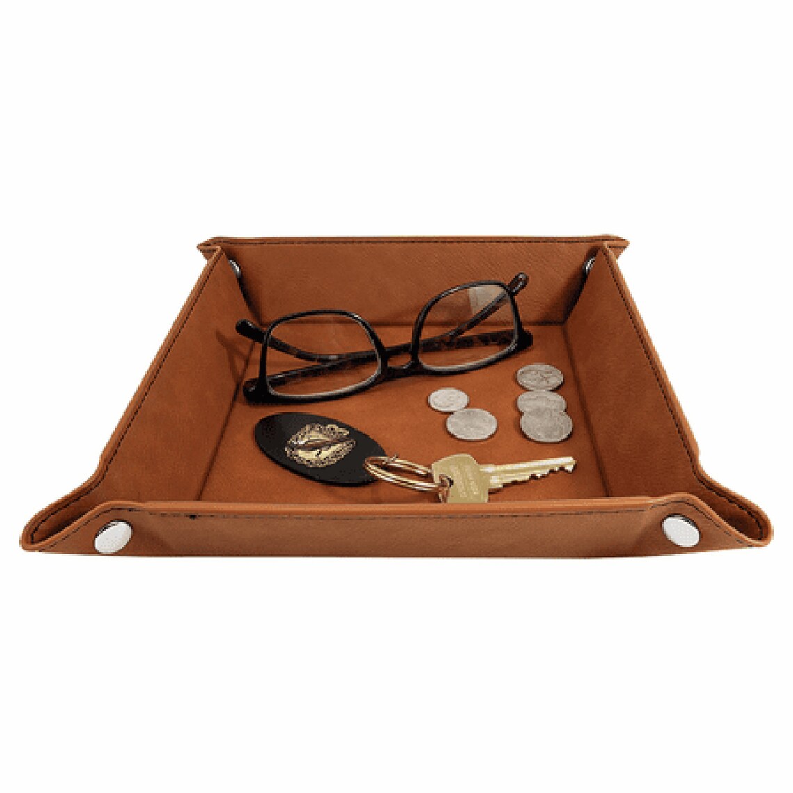 Personalized Rawhide Men's Valet Tray With Folding Snaps Etsy