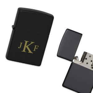 Roman Monogram Black Matte Zippo Lighter- Free Personalization