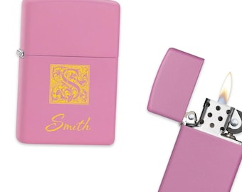 Monogrammed Pink Matte Zippo Lighter- Free Personalization