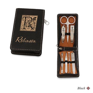 Initial Monogram Black Maniicure Gift Set - Personalización gratuita