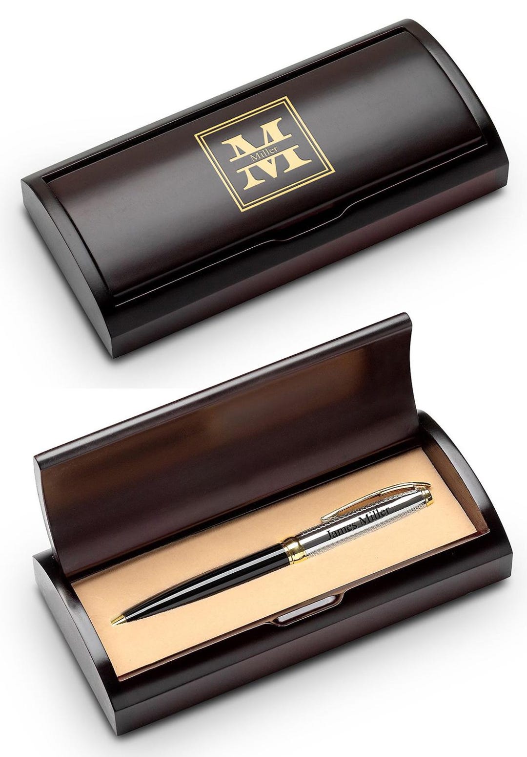 Split Point Pen Split Monogram Executive Black and Silver Personalized Ballpoint Pen ...