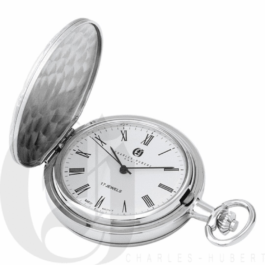 Buy Basketweave Silver Mechanical Charles Hubert Pocket Watch Chain  #3841-WR Online in India