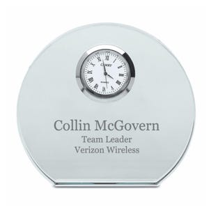 Jade Collection Personalized Round Crystal Desk Clock