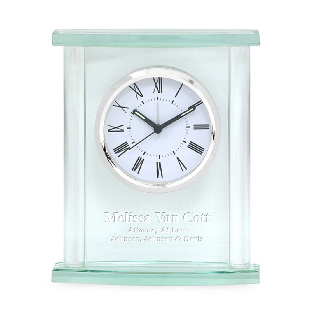 Personalized Class Table Clock With Silver Finish Accents Customized Desk Clock With Free