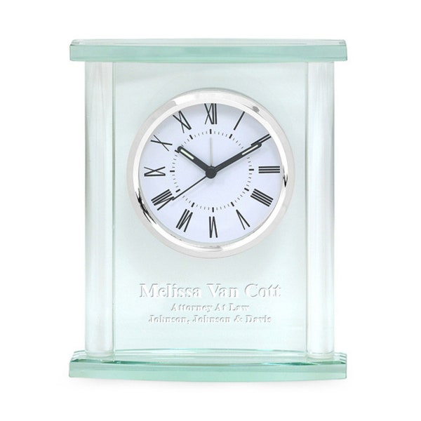 Personalized Class Table Clock with Silver Finish Accents - Customized Desk Clock with Free Engraving
