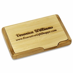 Soporte personalizado de la tarjeta de visita del bolsillo del bambú/del escritorio