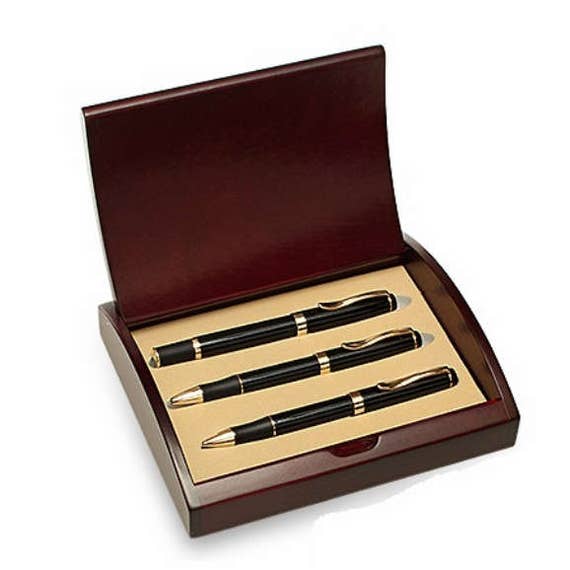 Personalized Pen & Pencil Gift Set With Cherrywood Box Etsy