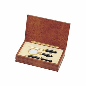 Executive Brass Pen, Letter Opener and Magnifier Gift Set - Free Personalization