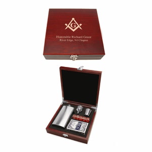 Personalized Masonic Flask & Gaming Set